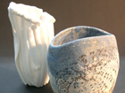 Bone China form with Stoneware Vessel