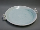 Thrown Porcelain Dish with Bird additions and Turquoise Glaze