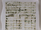 Beethoven Piano Concerto No. 5 in Eb major, Extract from Movement 1, Porcelain Music Score by Barbara Wakefield Float mounted in box frame with museum art glass