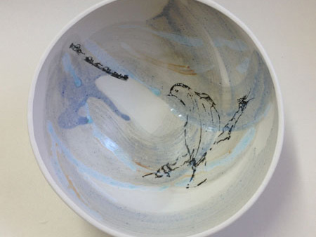 'Birdsong' series, small porcelain bowl, slipcast w17cm