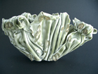 Celadon Glazed Wood Fired Porcelain Folded Forms, Fired on Cockle Shells